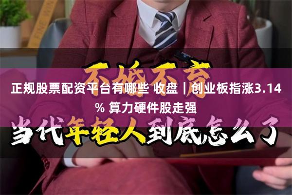 正规股票配资平台有哪些 收盘｜创业板指涨3.14% 算力硬件股走强