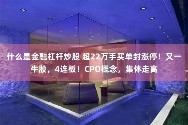 什么是金融杠杆炒股 超22万手买单封涨停！又一牛股，4连板！CPO概念，集体走高