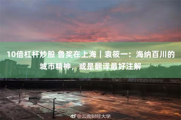 10倍杠杆炒股 鲁奖在上海｜袁筱一：海纳百川的城市精神，或是翻译最好注解